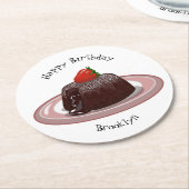Cartoon van chocolade lava ronde kartonnen onderzetter (Gebogen)