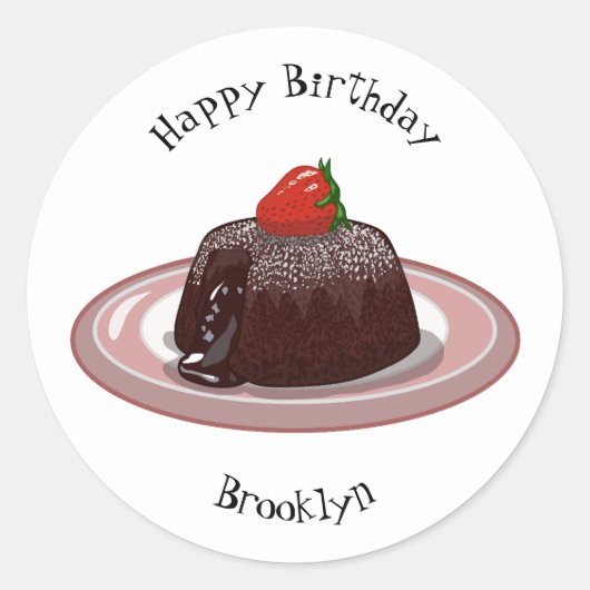 Cartoon van chocolade lava ronde sticker (Voorkant)
