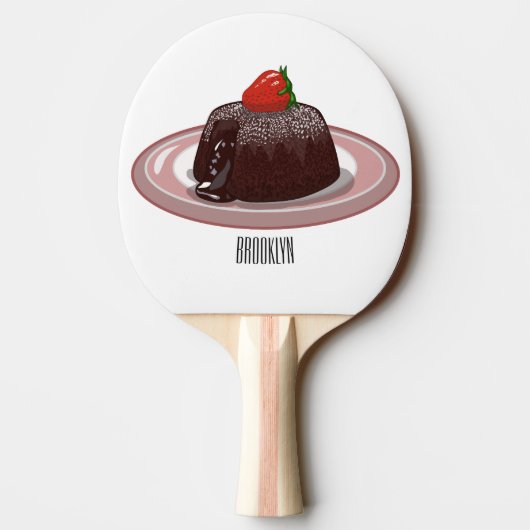 Cartoon van chocolade lava tafeltennisbatje (Achterkant)