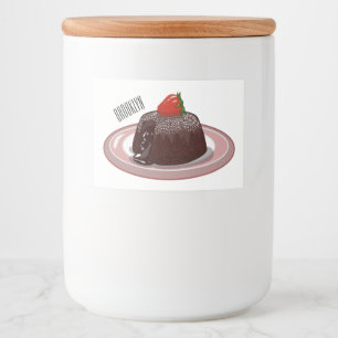 Cartoon van chocolade lava voedselcontainer etiket