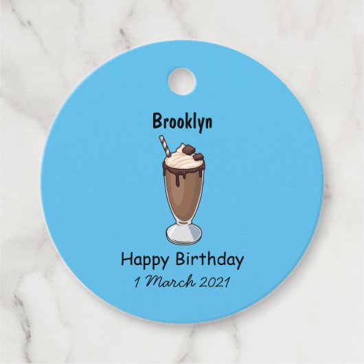 Cartoon van chocolade-mokshake bedankjes labels (Voorkant)