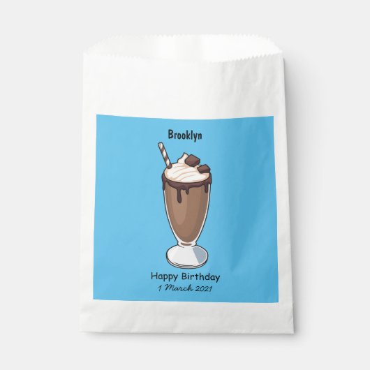 Cartoon van chocolade-mokshake bedankzakje (Voorkant)