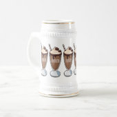 Cartoon van chocolade-mokshake bierpul (Voorkant links)