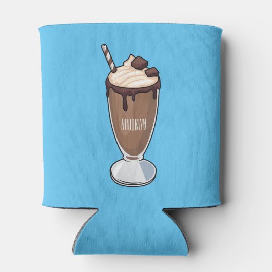 Cartoon van chocolade-mokshake blikjeskoeler (Achterkant)