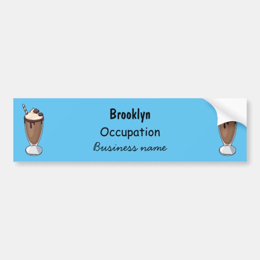 Cartoon van chocolade-mokshake bumpersticker (Voorkant)