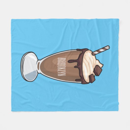 Cartoon van chocolade-mokshake fleece deken (Voorkant (Horizontaal))