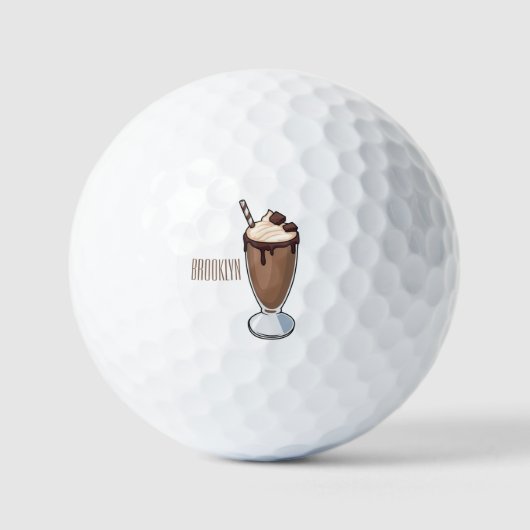 Cartoon van chocolade-mokshake golfballen (Voorkant)