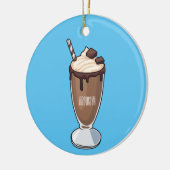 Cartoon van chocolade-mokshake keramisch ornament (Links)