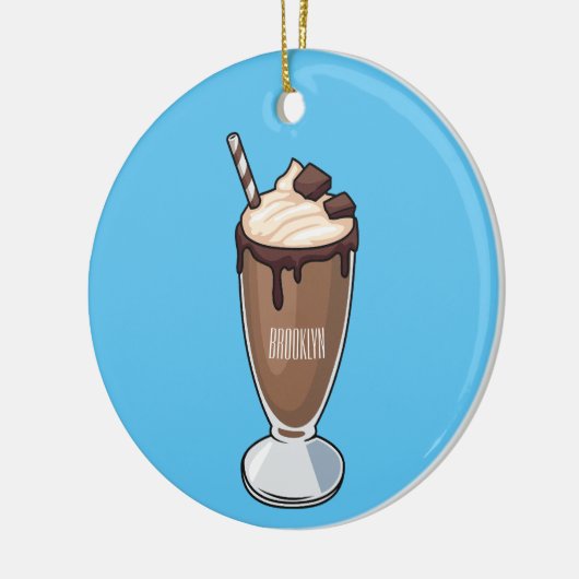 Cartoon van chocolade-mokshake keramisch ornament (Links)