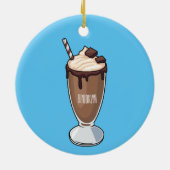 Cartoon van chocolade-mokshake keramisch ornament (Achterkant)