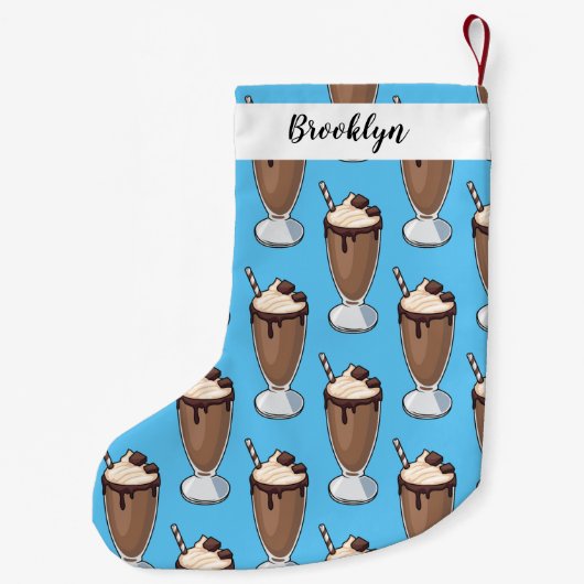 Cartoon van chocolade-mokshake kleine kerstsok (Achterkant)