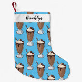 Cartoon van chocolade-mokshake kleine kerstsok (Voorkant)