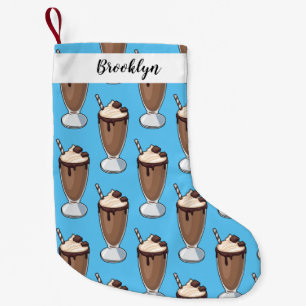 Cartoon van chocolade-mokshake kleine kerstsok