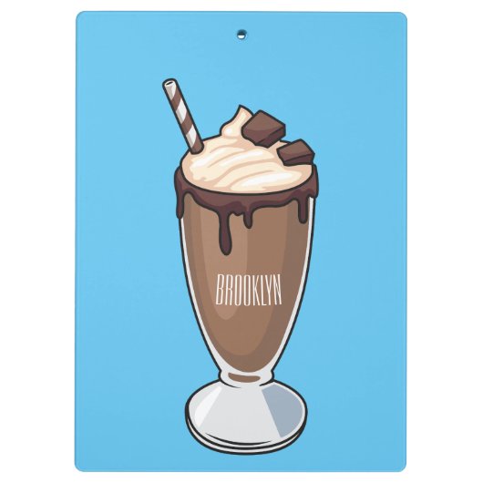 Cartoon van chocolade-mokshake klembord (Achterkant)