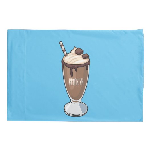 Cartoon van chocolade-mokshake kussensloop (Achterkant)