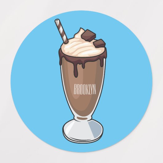 Cartoon van chocolade-mokshake labels (Design 1)