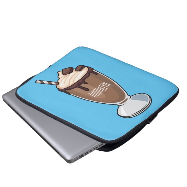 Cartoon van chocolade-mokshake laptop sleeve (Voorkant onderkant)
