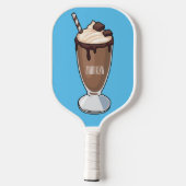 Cartoon van chocolade-mokshake pickleball paddle (Achterkant)