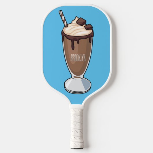 Cartoon van chocolade-mokshake pickleball paddle (Voorkant)