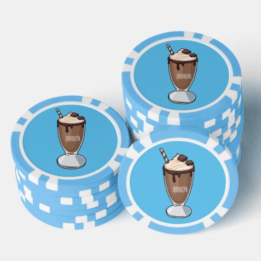 Cartoon van chocolade-mokshake poker chips (Opstapeling)