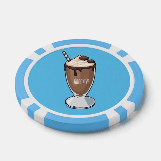 Cartoon van chocolade-mokshake poker chips (Enkel)