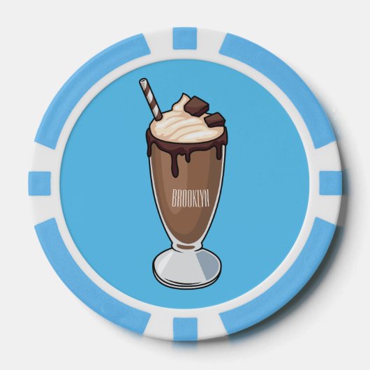 Cartoon van chocolade-mokshake poker chips (Voorkant)