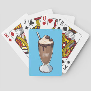 Cartoon van chocolade-mokshake pokerkaarten