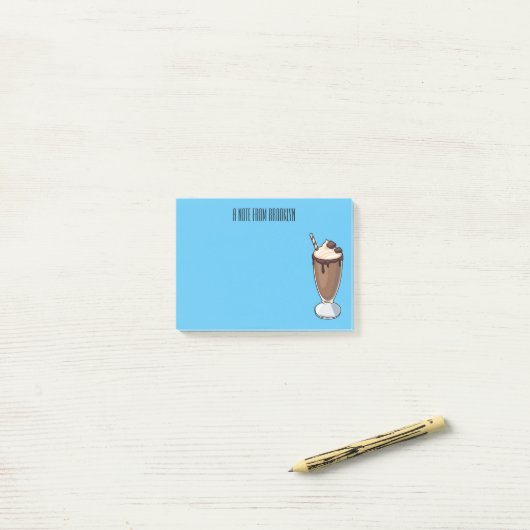 Cartoon van chocolade-mokshake post-it® notes (Op bureau)
