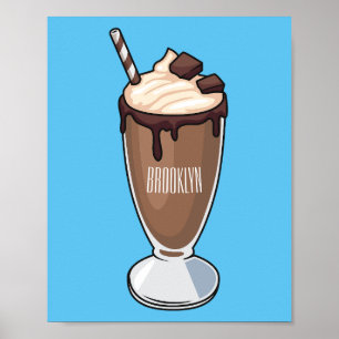Cartoon van chocolade-mokshake poster