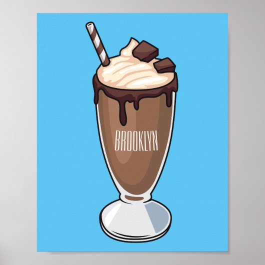 Cartoon van chocolade-mokshake poster (Voorkant)