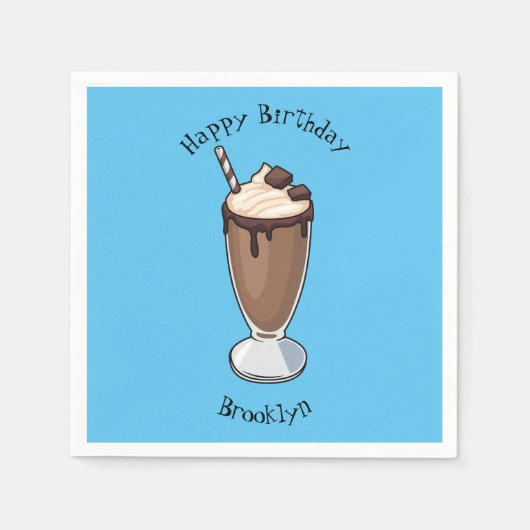 Cartoon van chocolade-mokshake servet (Voorkant)