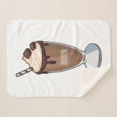 Cartoon van chocolade-mokshake sherpa deken (Voorkant (horizontaal))