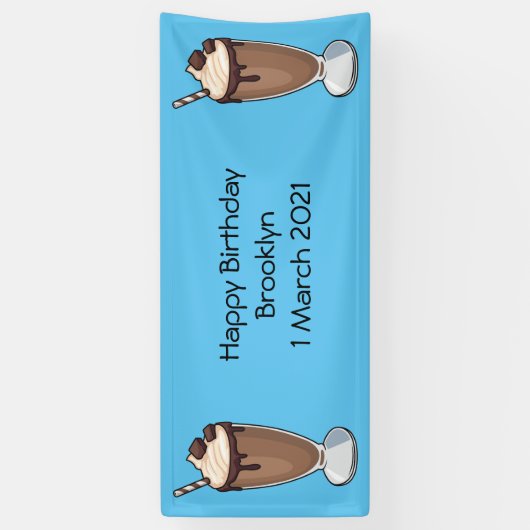 Cartoon van chocolade-mokshake spandoek (Verticaal)