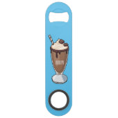 Cartoon van chocolade-mokshake speed flessenopener (Voorkant)