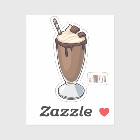 Cartoon van chocolade-mokshake sticker (Vel)