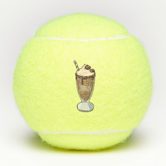 Cartoon van chocolade-mokshake tennisballen (Voorkant)