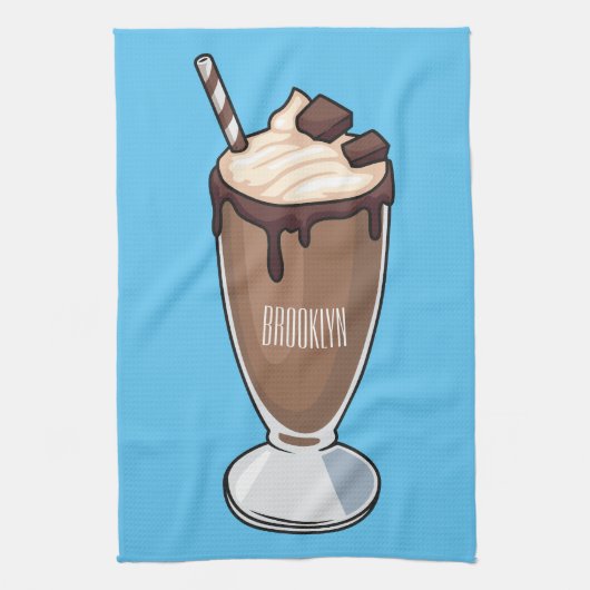 Cartoon van chocolade-mokshake theedoek (Verticaal)