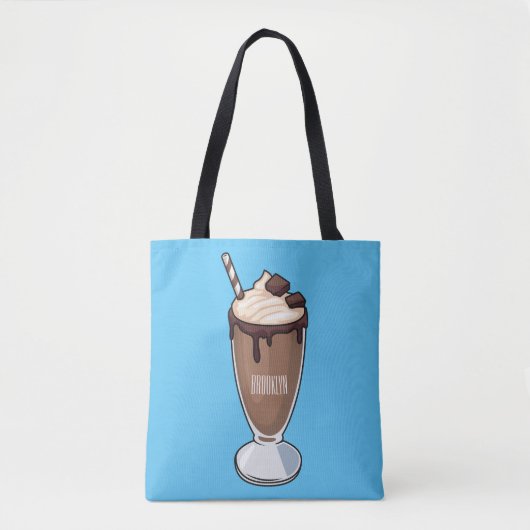 Cartoon van chocolade-mokshake tote bag (Voorkant)