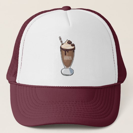 Cartoon van chocolade-mokshake trucker pet (Voorkant)