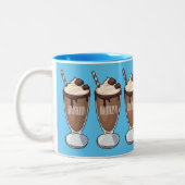 Cartoon van chocolade-mokshake tweekleurige koffiemok (Links)
