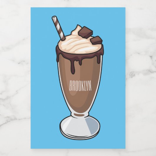 Cartoon van chocolade-mokshake voedselcontainer etiket (Enkel label)