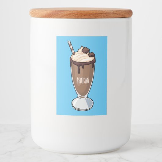 Cartoon van chocolade-mokshake voedselcontainer etiket (Voorkant)