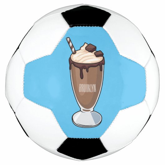Cartoon van chocolade-mokshake voetbal (Voorkant)