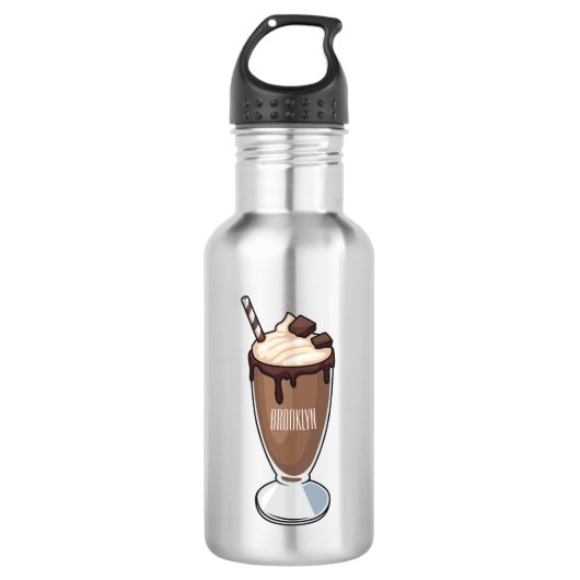 Cartoon van chocolade-mokshake waterfles (Voorkant)