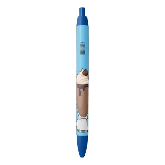 Cartoon van chocolade-mokshake zwarte inkt pen (Voorkant Verticaal)