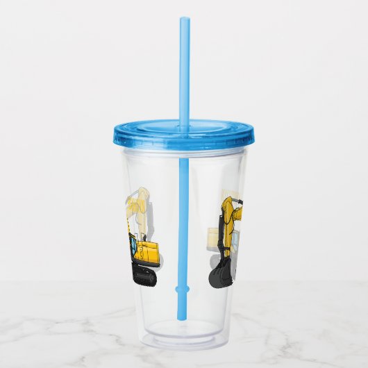 Cartoon van Crawler-graafmachine Acryl Drinkbeker (Rechts)