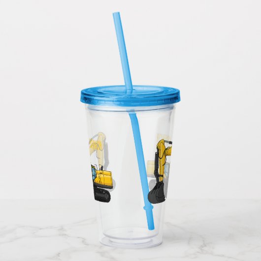 Cartoon van Crawler-graafmachine Acryl Drinkbeker (Links)