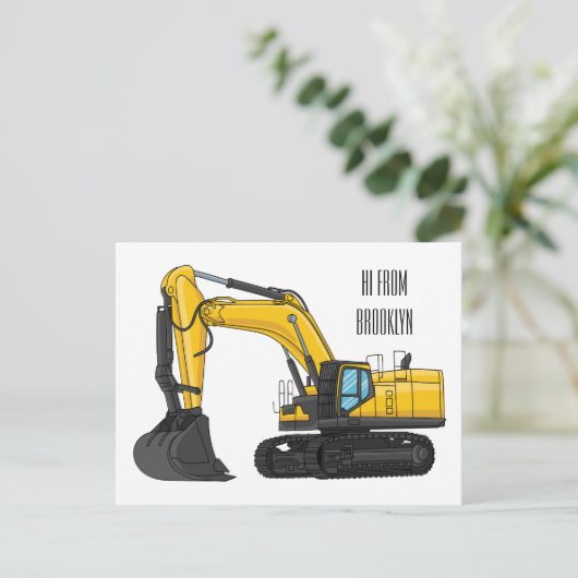 Cartoon van Crawler-graafmachine Briefkaart (Staand voorkant)