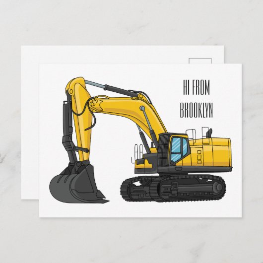 Cartoon van Crawler-graafmachine Briefkaart (Voorkant / Achterkant)
