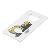 Cartoon van Crawler-graafmachine Creditkaart Flessenopener (Achterkant Gekanteld)
